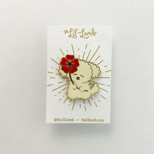 Red Flower Pup Pin